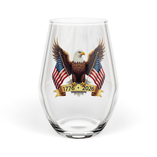 America’s 250th Anniversary “Wings of Freedom” Stemless Wine Glass – 1776–2026 Edition